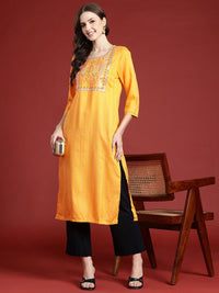 Anouk Women Embellished Mirror Work Kurta