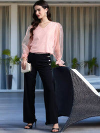 DressBerry Puff Sleeve Net Top