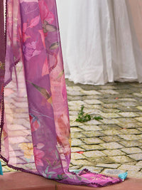 Indo Era Women Floral Embroidered Panelled Thread Work Kurta with Trousers & With Dupatta