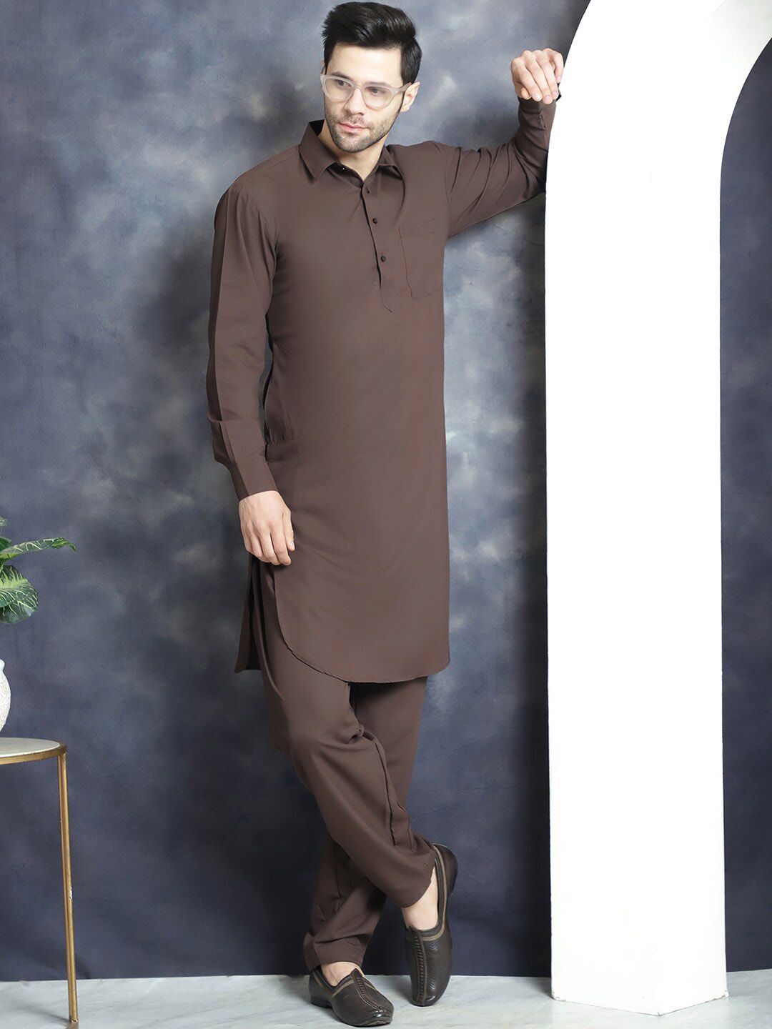 Jompers Shirt collar Regular Pathani Kurta With Salwar