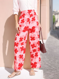 DressBerry Women It-Girl Florals Flared Trousers