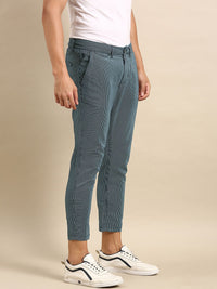 Being Human Men Cotton Linen Striped Chinos Trousers