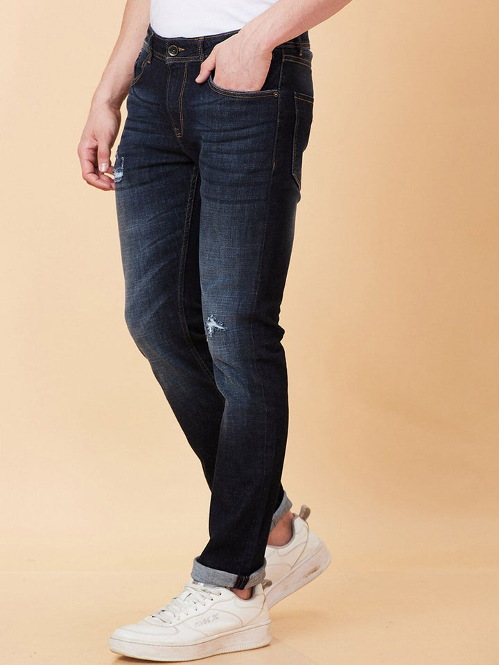 Being Human Men Slim Straight Fit Mildly Distressed Light Fade Stretchable Jeans