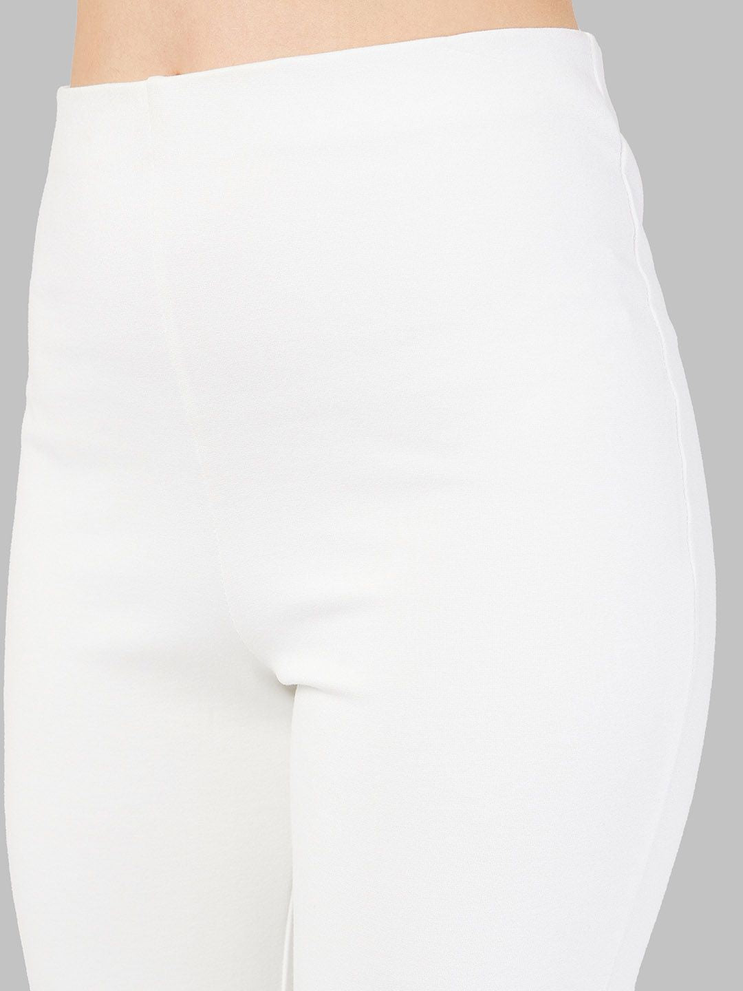 SASSAFRAS Women White Slim Fit Mid Rise Trousers