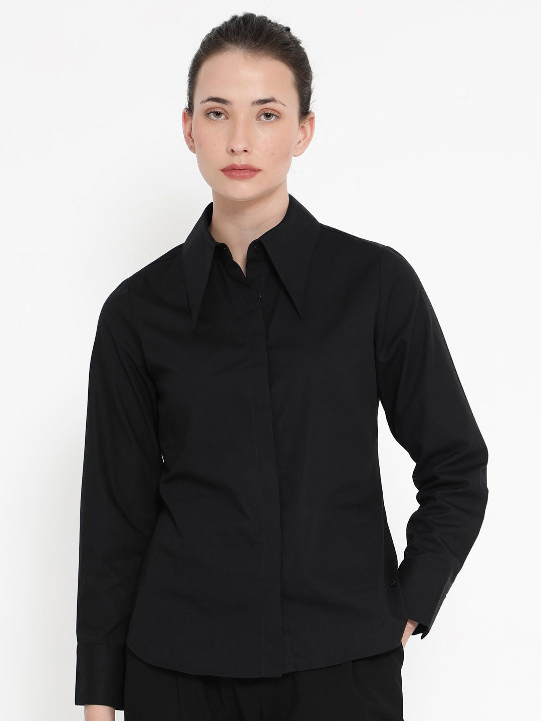 RAREISM Comfort Concealed Button Placket Cotton Formal Shirt