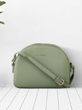 Lino Perros Green Solid Half Moon Sling Bag