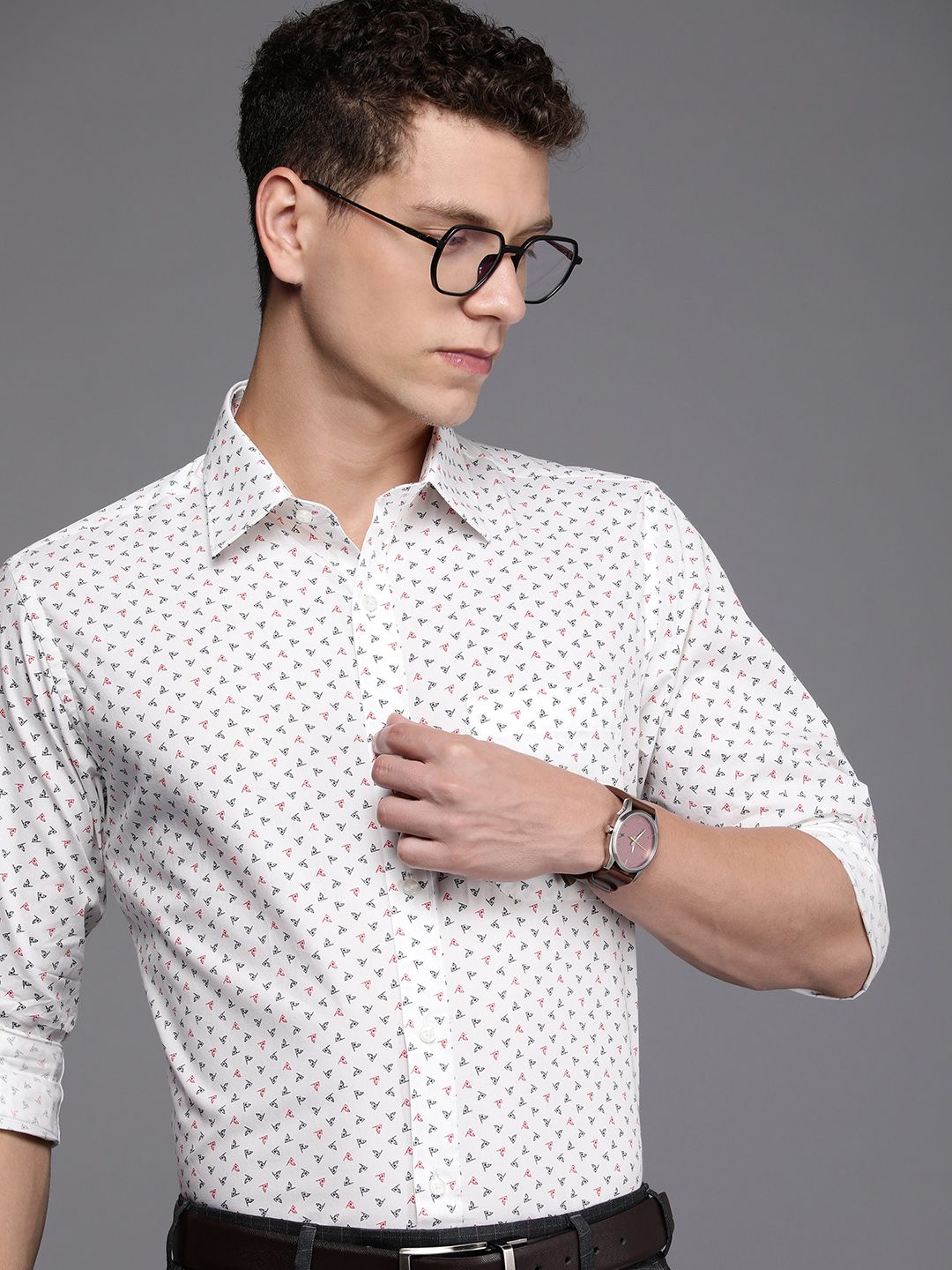 Raymond Pure Cotton Slim Fit Conversational Printed Formal Shirt