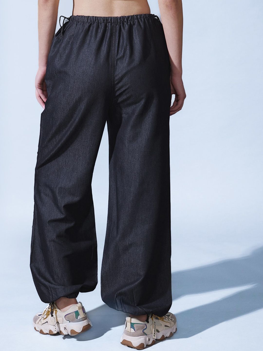 STREET 9 Women Black Smart Clean Look Pure Cotton Jogger Jeans