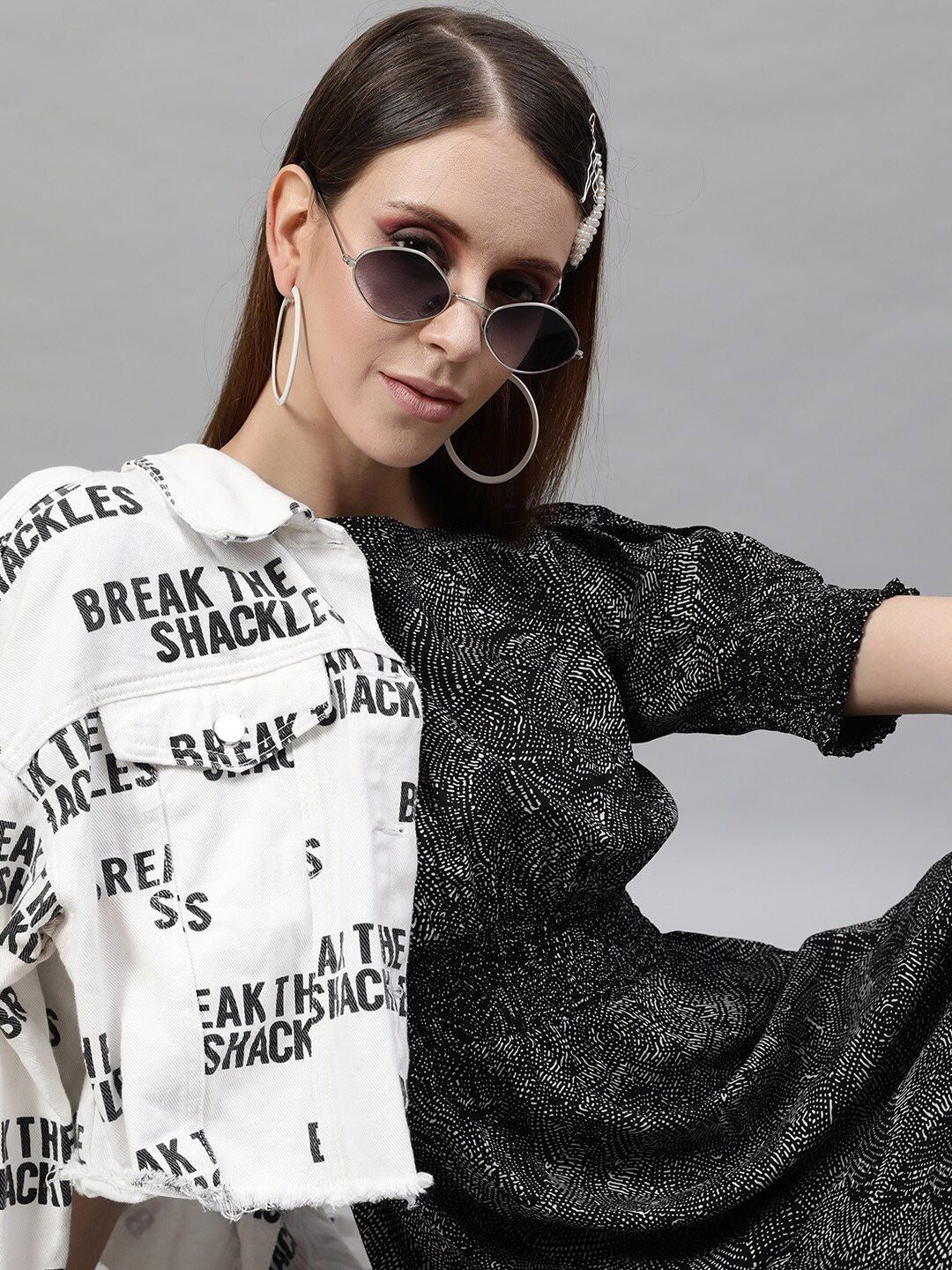 STREET 9 Black Printed A-Line Dress