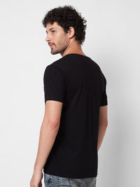 SPYKAR V-Neck Short Sleeves Cotton Typographic Print Slim Fit T-shirt