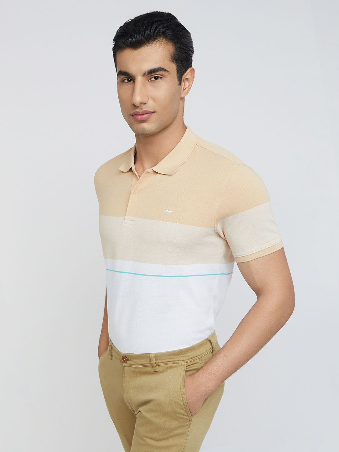 Park Avenue Striped Polo Collar Slim Fit T-shirt
