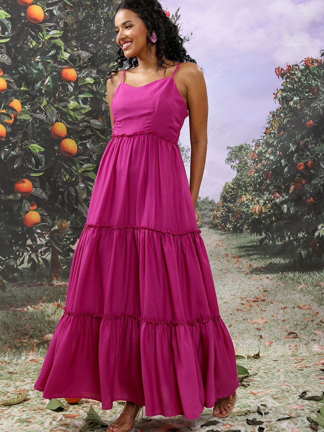 Tokyo Talkies Sleeveless Tiered Maxi Dress