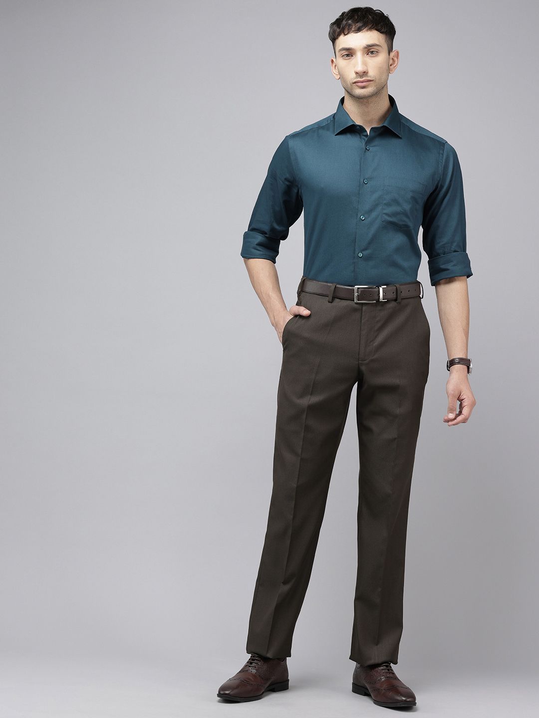 Park Avenue Men Textured Formal Trousers