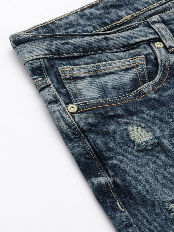 SPYKAR Men Low-Rise Mildly Distressed Heavy Fade Stretchable Jeans