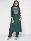Global Desi Embroidered Kurta with Palazzos & With Dupatta