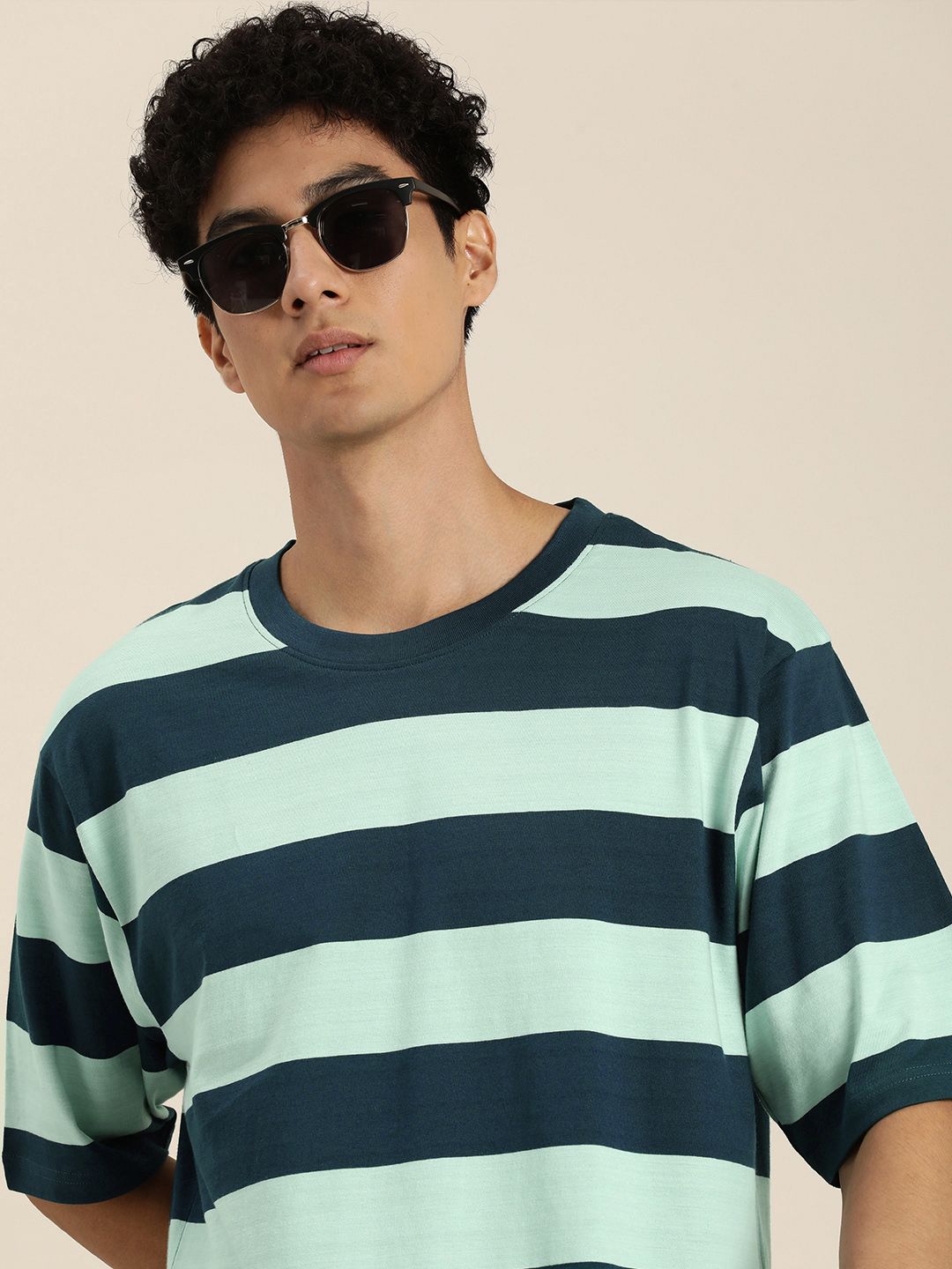 DILLINGER Men Striped Oversized Pure Cotton T-shirt
