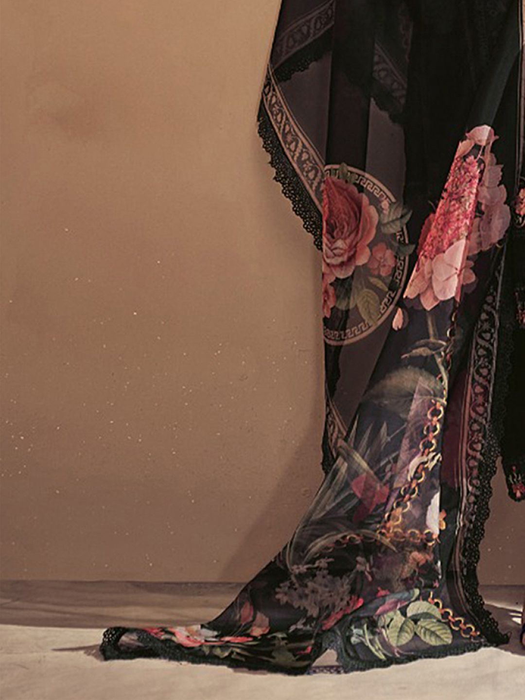 Indo Era Women Floral Embroidered Panelled Thread Work Kurta with Trousers & With Dupatta