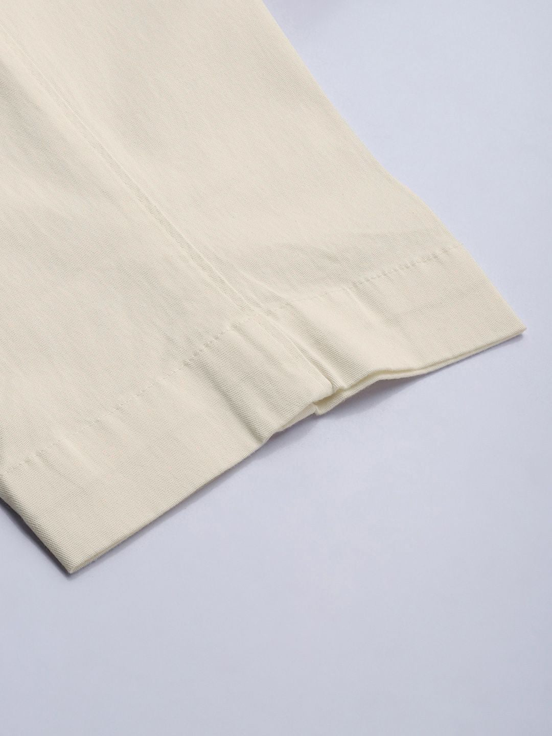 Mr Bowerbird Men Cream-Coloured Oversized Fit Mid-Rise Elephant Ankle Pleated Trousers