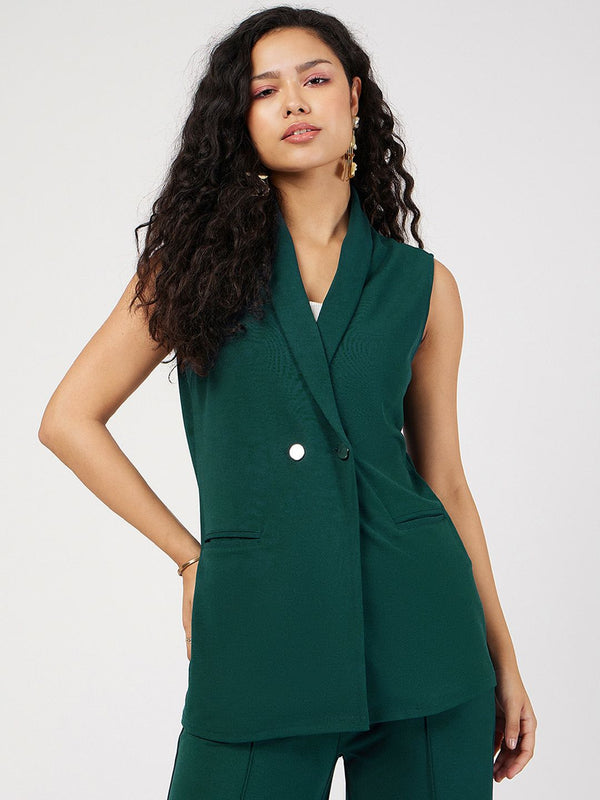 SASSAFRAS Single-Breast Sleeveless Longline Blazer