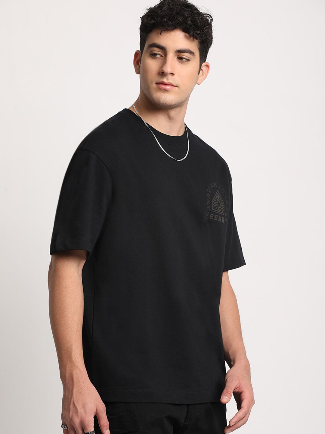 THE BEAR HOUSE Men Printed Loose Fit Cotton Pure Cotton T-Shirt