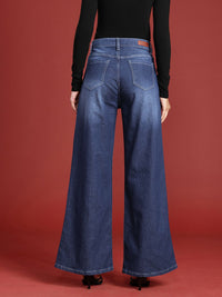 all about you Women Wide Leg Light Fade Stretchable Jeans