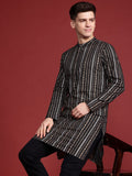 Anouk Foil Print Band Collar Kurta