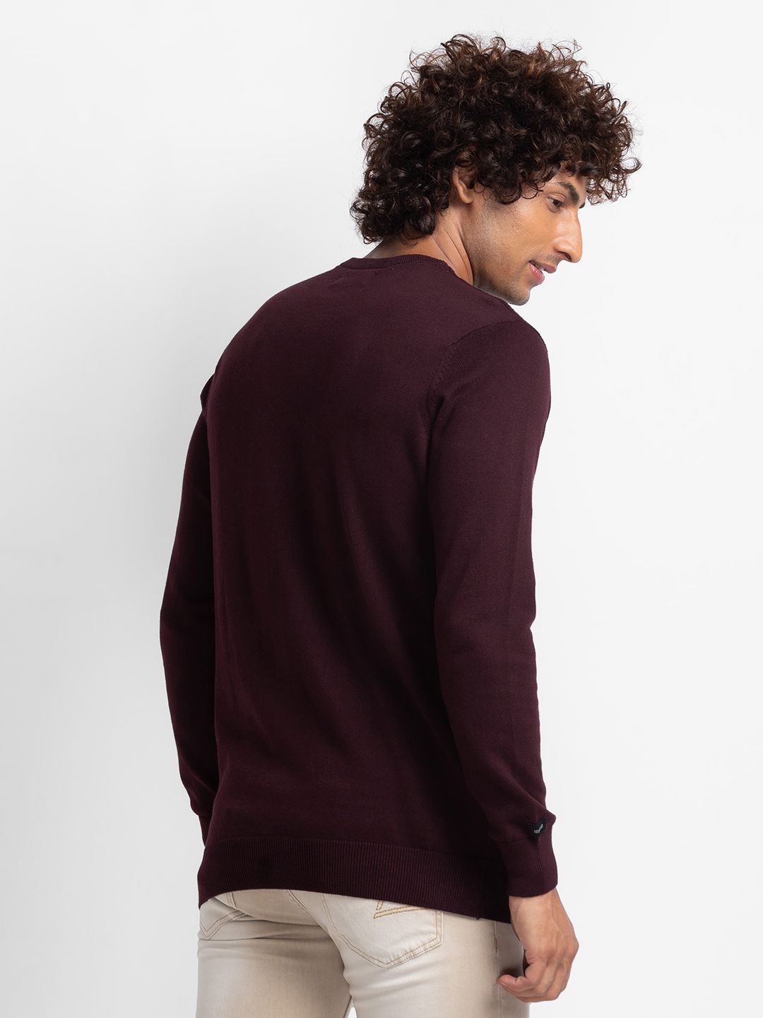 SPYKAR Pure Cotton Round Neck Cable Knit Pullover Sweater