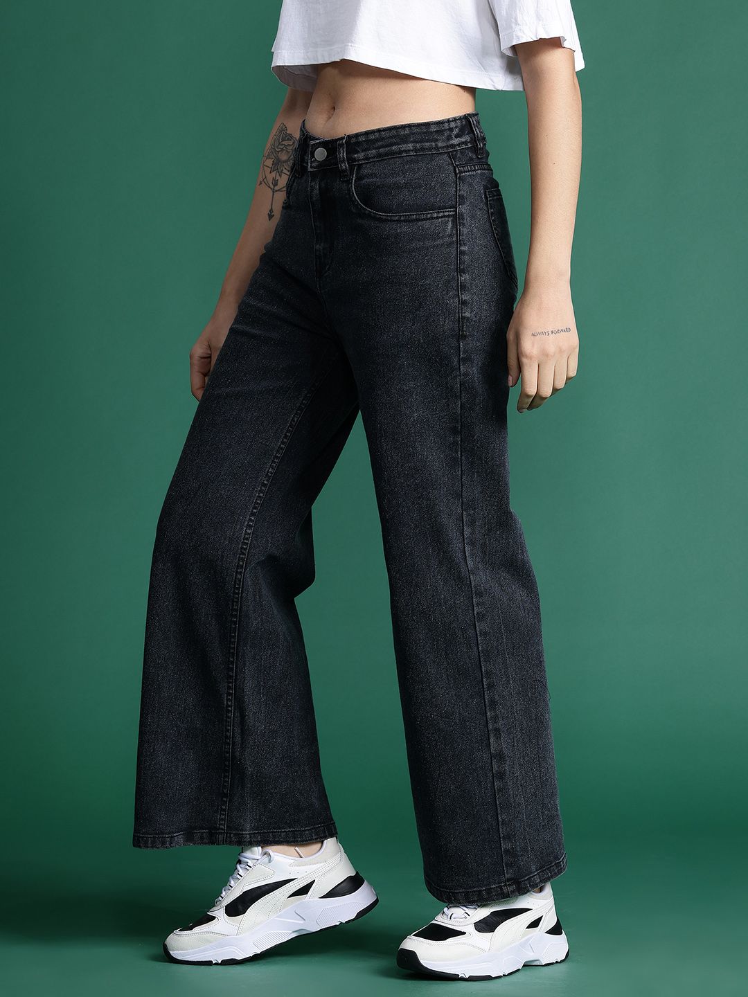 DressBerry Women Wide Leg Stretchable Jeans