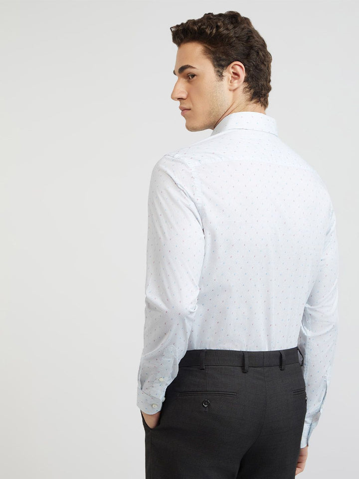 Raymond Men Slim Fit Geometric Printed Pure Cotton Formal Shirt