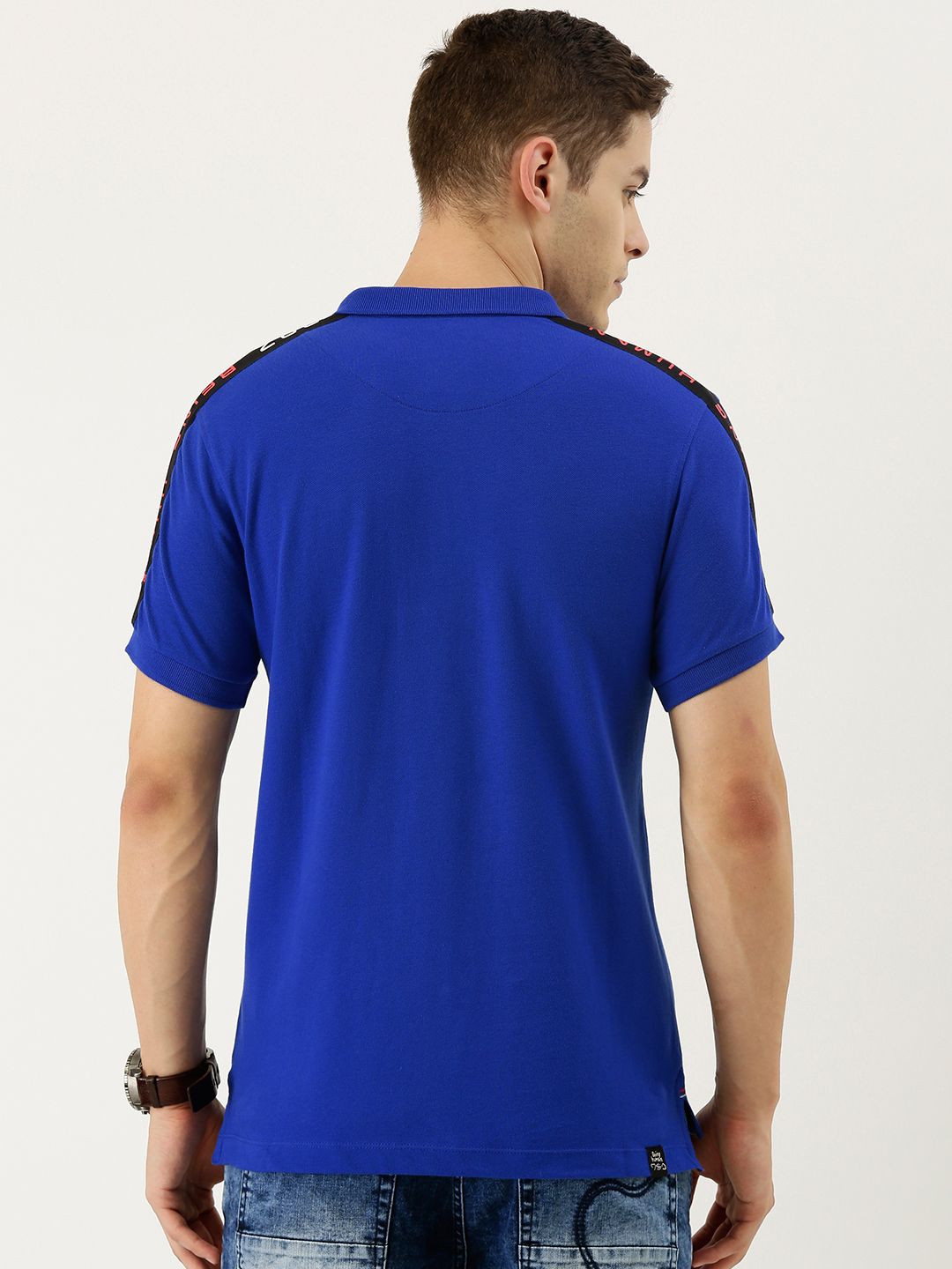Being Human Men Blue Solid Polo Collar T-shirt