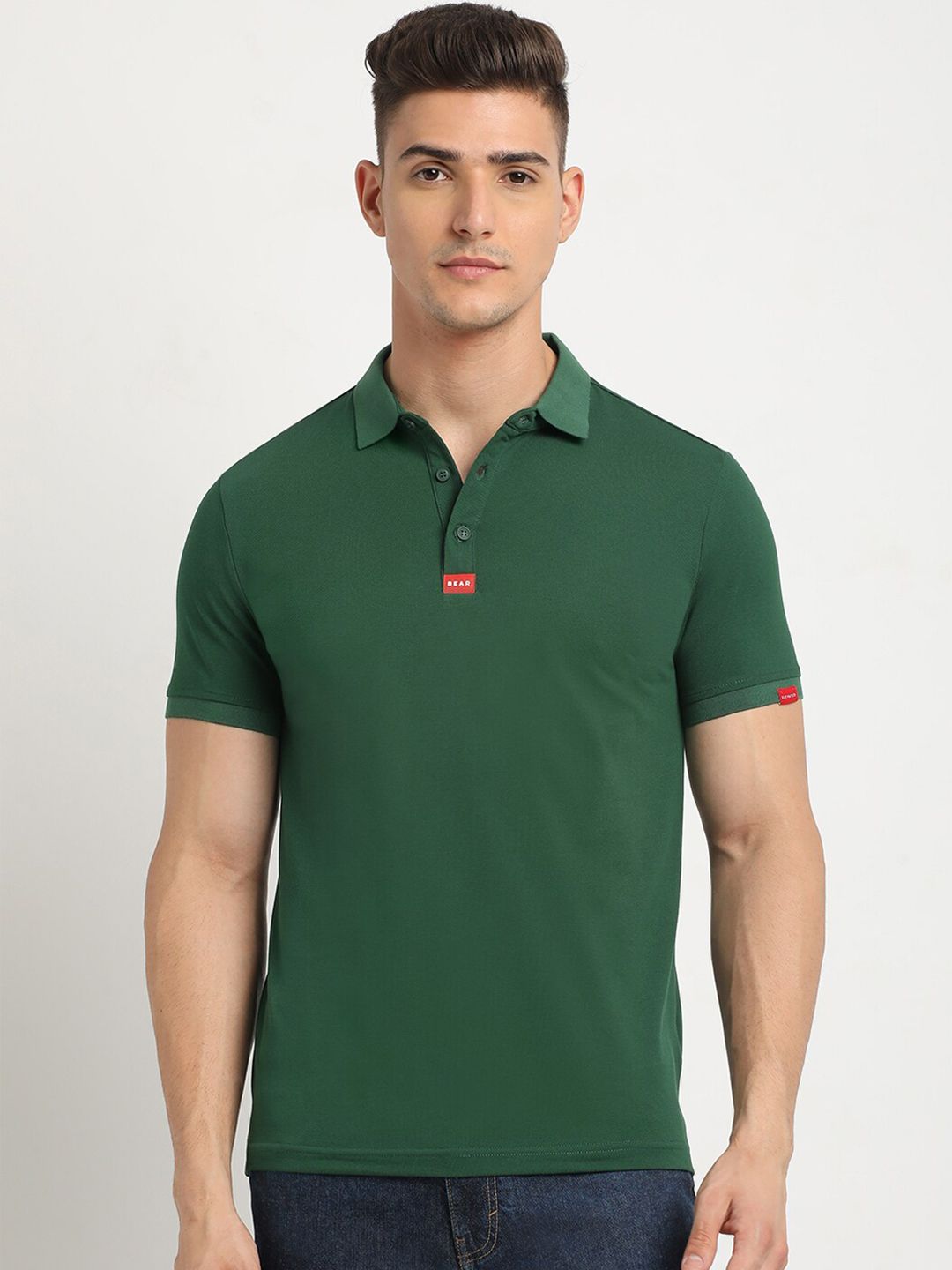 THE BEAR HOUSE Polo Collar Short Sleeves Slim Fit T-shirt