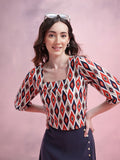 DressBerry Ikat Print Flared Sleeve Top