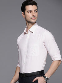 Raymond Men White Striped Pure Cotton Slim Fit Casual Shirt