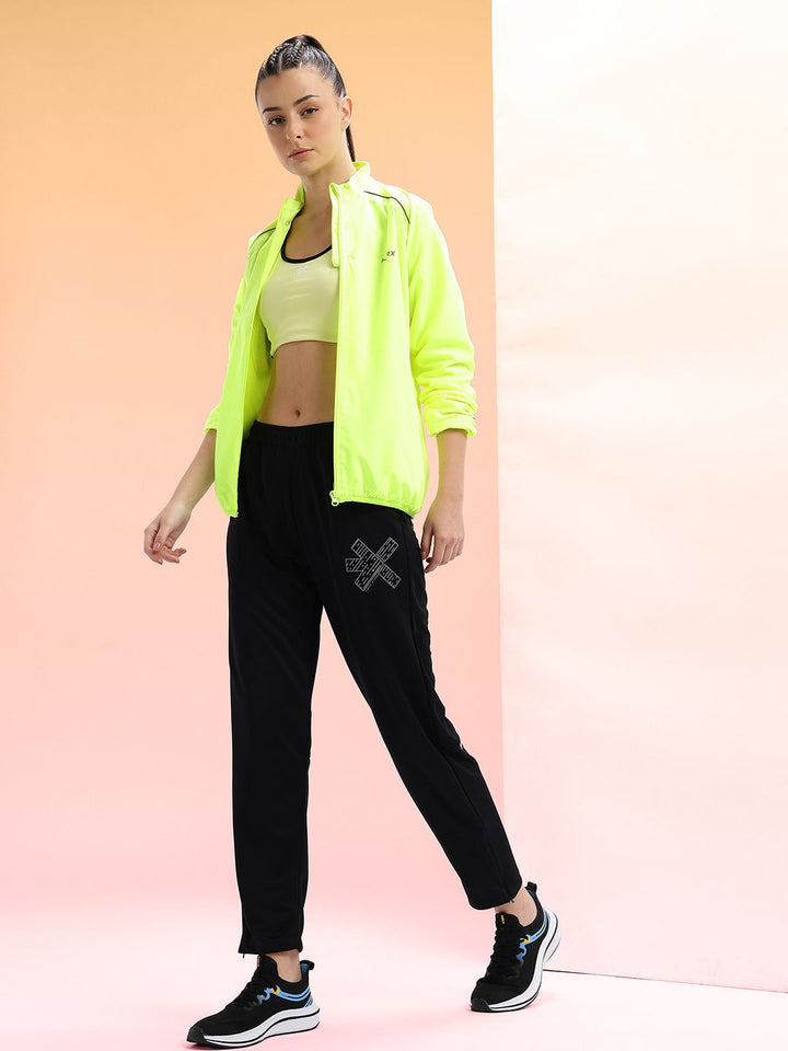 HRX by Hrithik Roshan Women Brand Logo Printed Rapid-Dry Cropped Running Track Pants