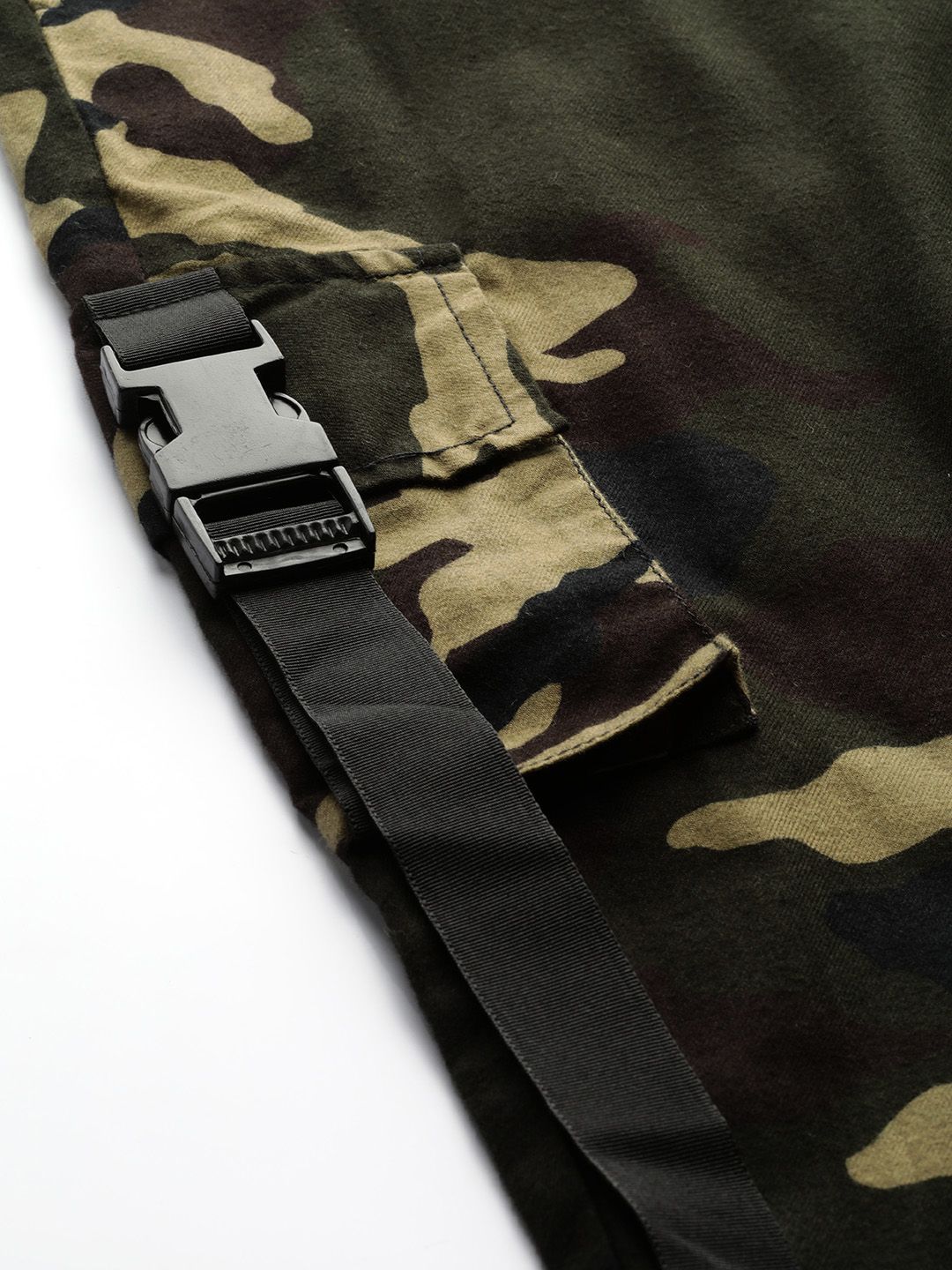 STREET 9 Women Olive Green & Brown Camouflage Print Cargos