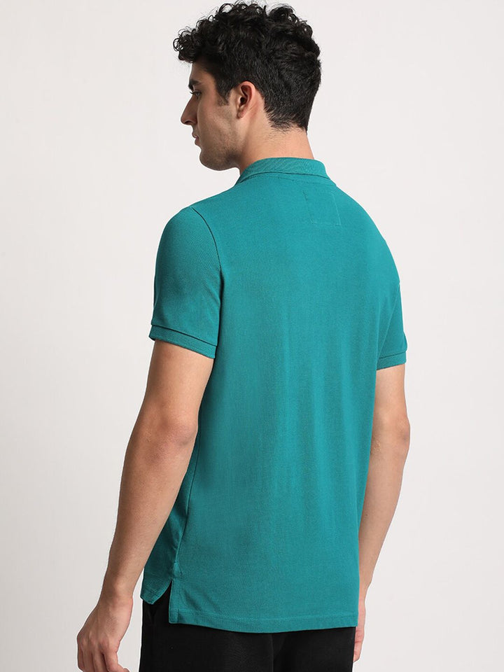 THE BEAR HOUSE Men Solid Regular Fit Cotton Polo Collar T-Shirts