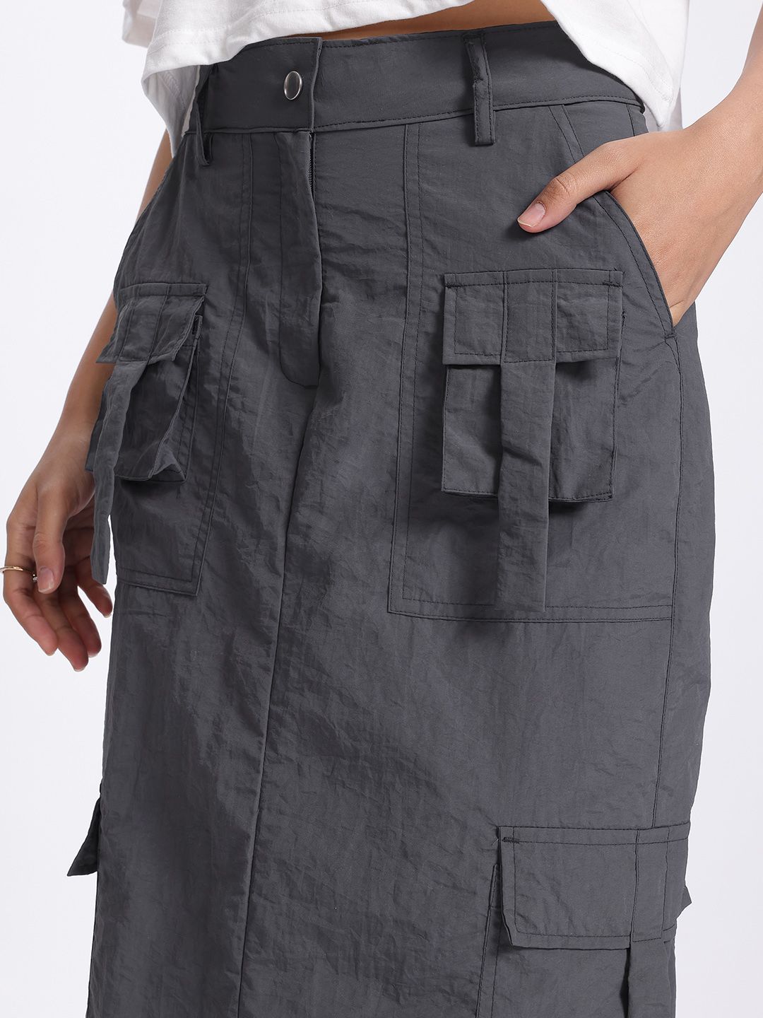 DressBerry Functional Fashion Cargo Style Midi Straight Skirt