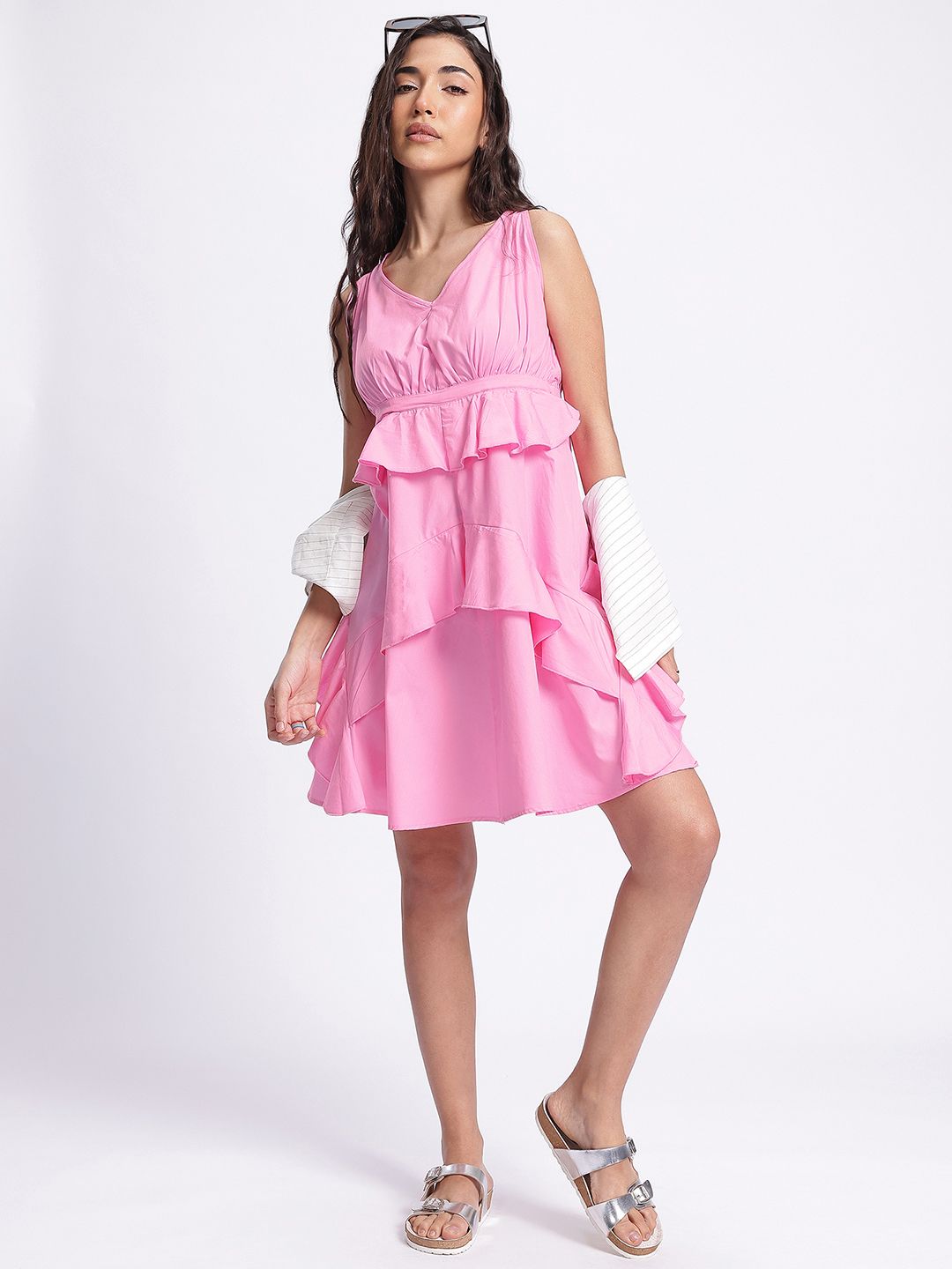 DressBerry Pastel Charm Ruffled A-line Dress