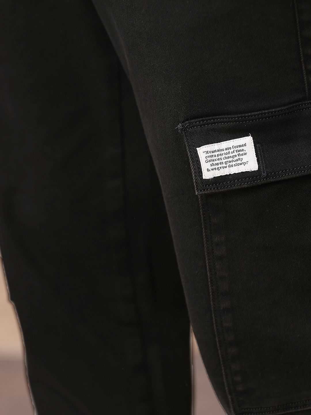 Mr Bowerbird Men Cropped Tapered Fit Light Fade Cargo Style Stretchable Jeans