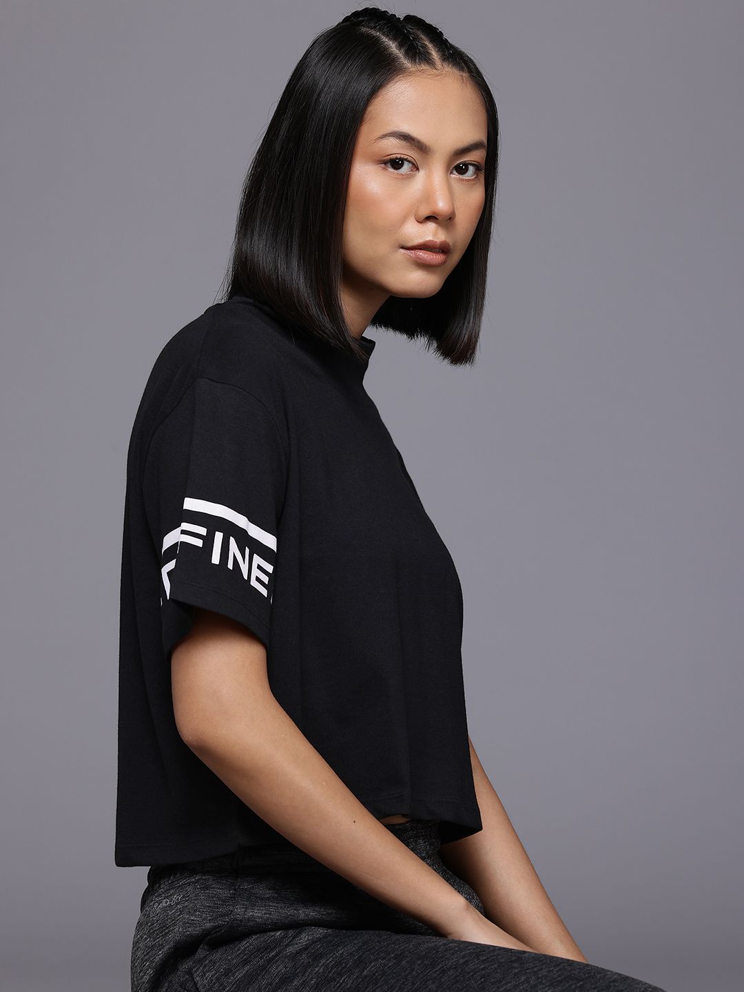 HRX by Hrithik Roshan High Neck Drop-Shoulder Sleeves T-Shirt