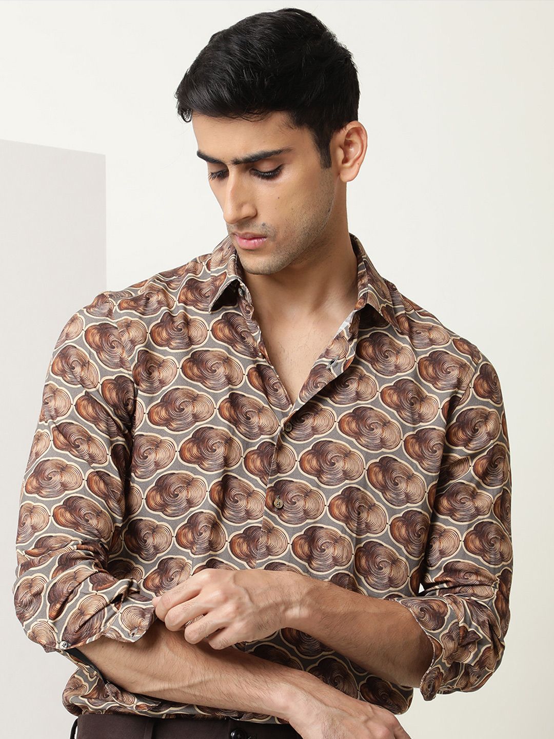 RARE RABBIT Men Tymon Abstract Printed Slim Fit Shirt