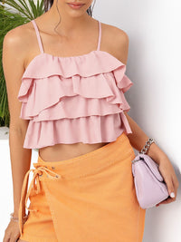 DressBerry Ruffle Dreams Tiered Smocked Crop Top