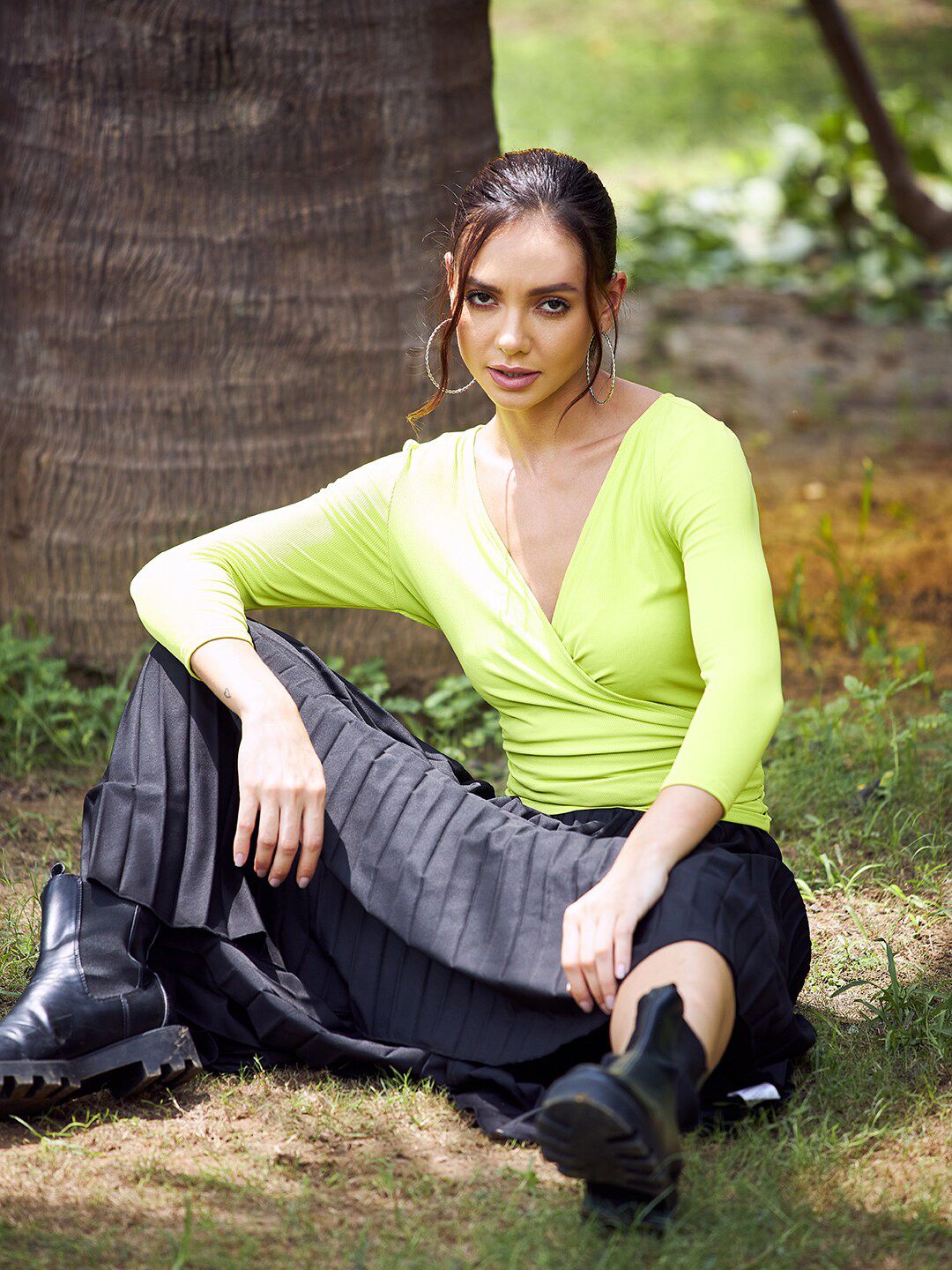 Athena Women Green Solid Wrap Top