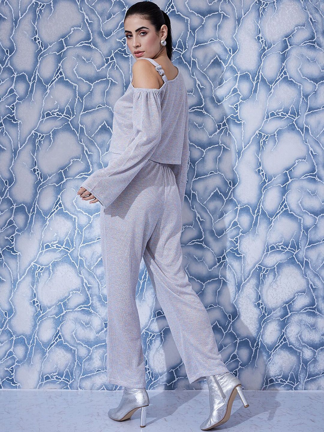 Athena Self Design One Shoulder Top With Trousers  Co-Ords