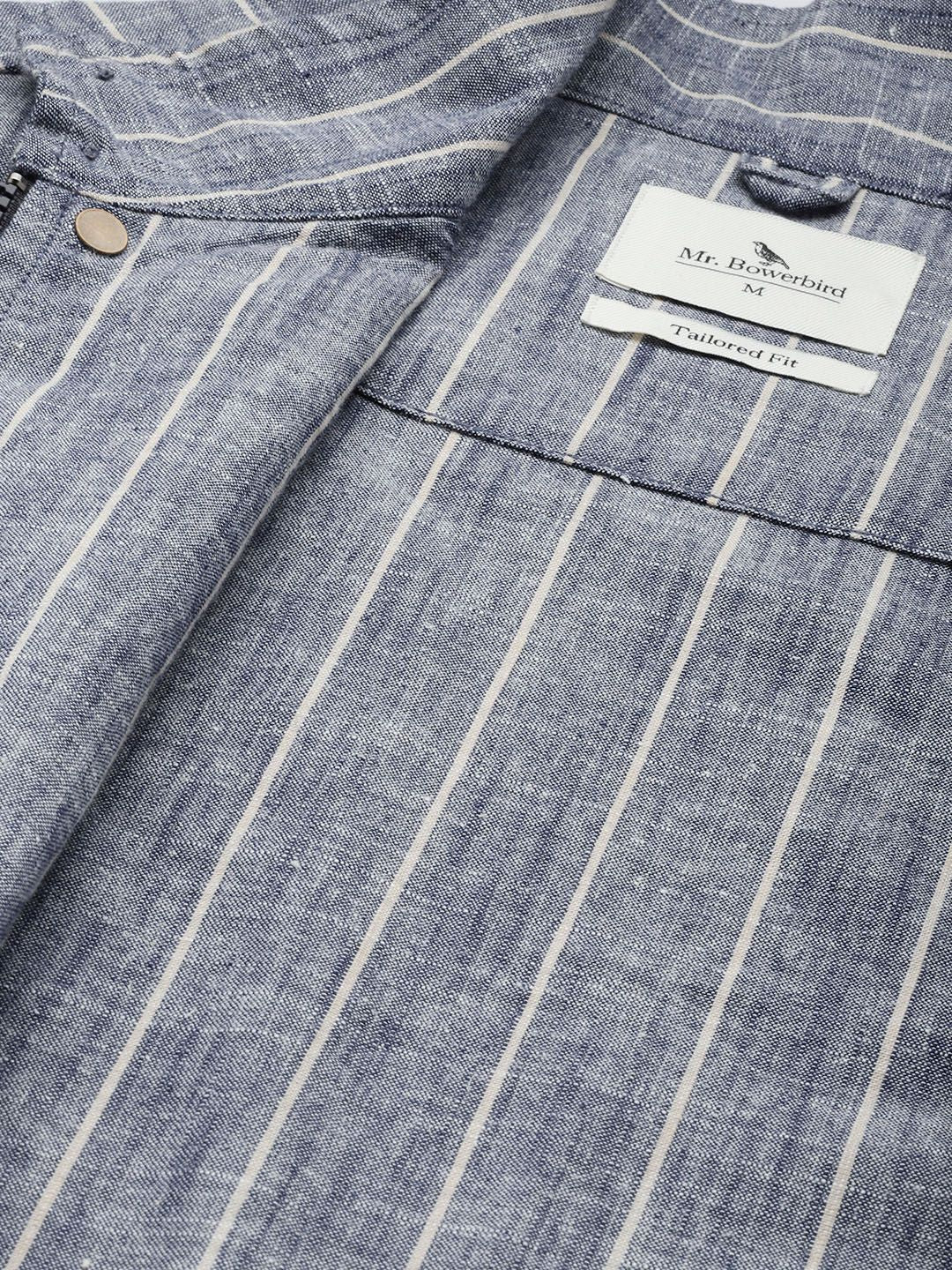 Mr Bowerbird Stand Collar Striped Bomber Jacket