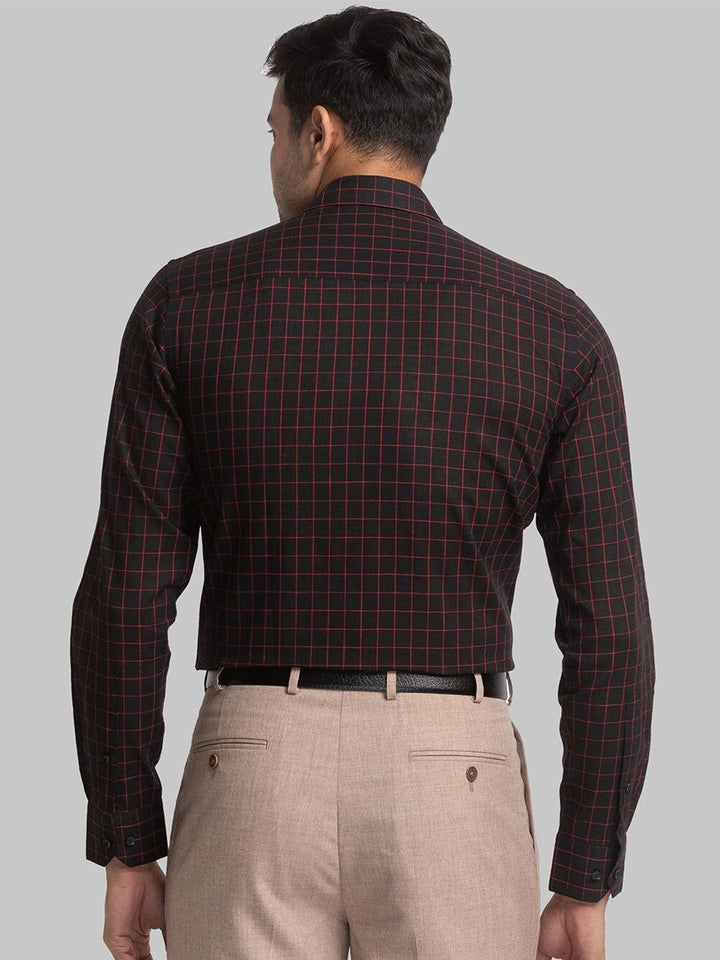 Park Avenue Slim Fit Windowpane Checked Cotton Linen Formal Shirt