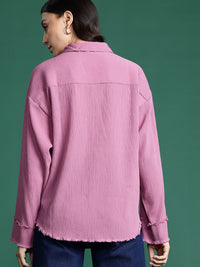 DressBerry Frayed Hem Crinkled Shirt