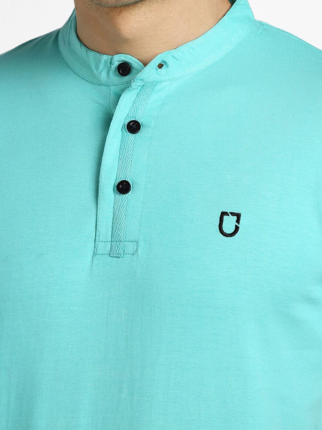 Urbano Fashion Band Collar Pure Cotton Slim Fit T-shirt