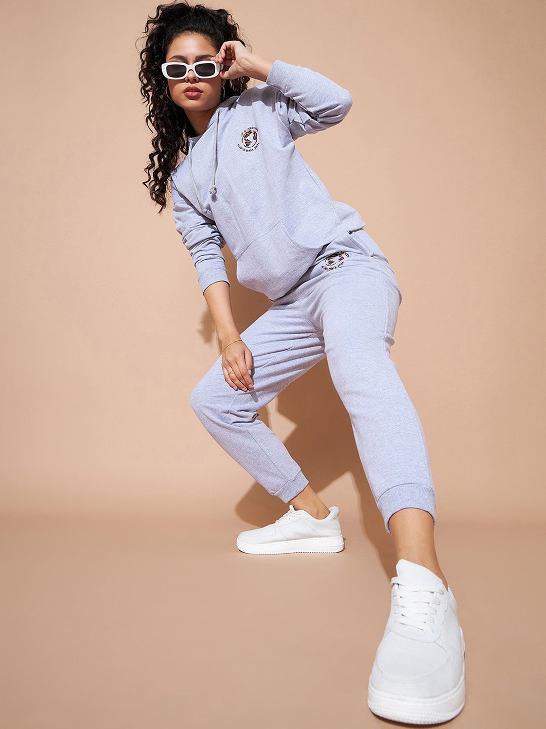 SASSAFRAS BASICS Embroidered Hoodie Long Sleeve Oversized Co-Ords