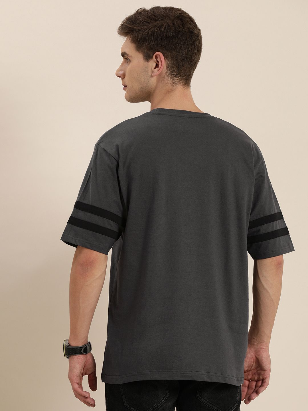 Difference of Opinion Men Charcoal Grey Oversized T-shirt